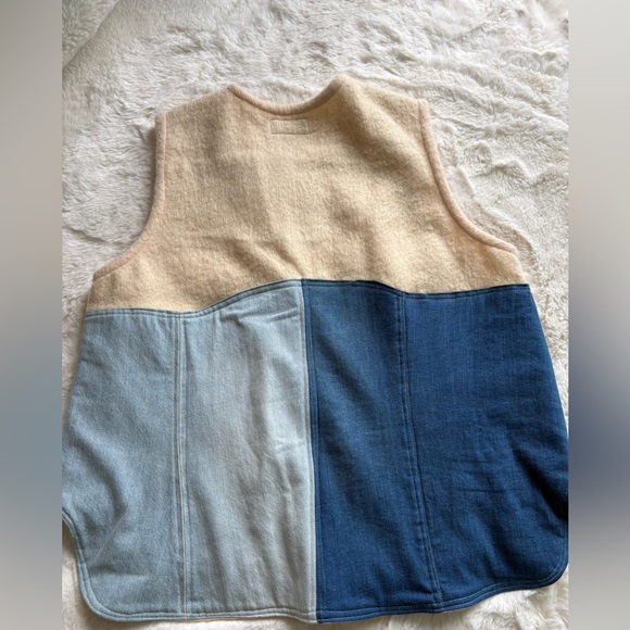 Patchwork Denim & Cream Vest with Pink Trim - Picture 4 of 10